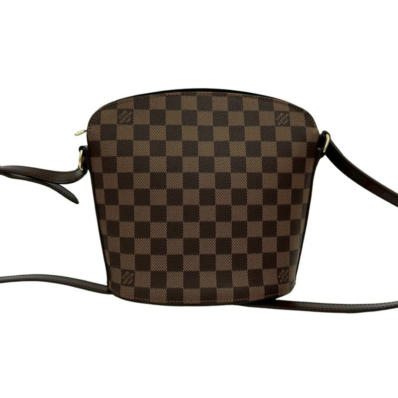 幾乎未使用 Louis Vuitton Drouot Damier 皮革肩背包/小袋/挎包棕色(11594)-0