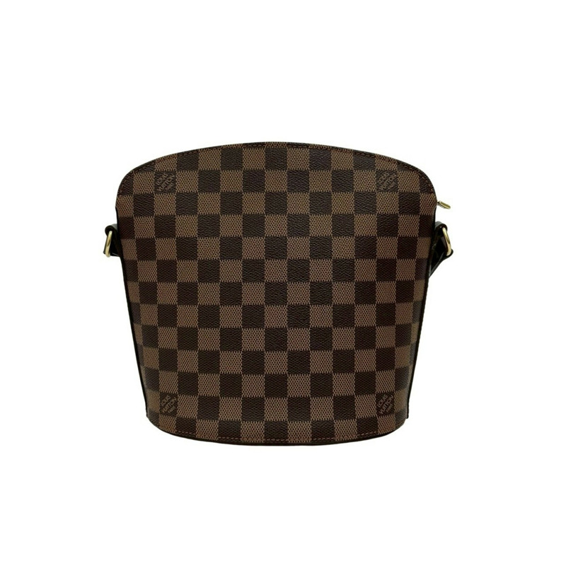 幾乎未使用 Louis Vuitton Drouot Damier 皮革肩背包/小袋/挎包棕色(11594)-2