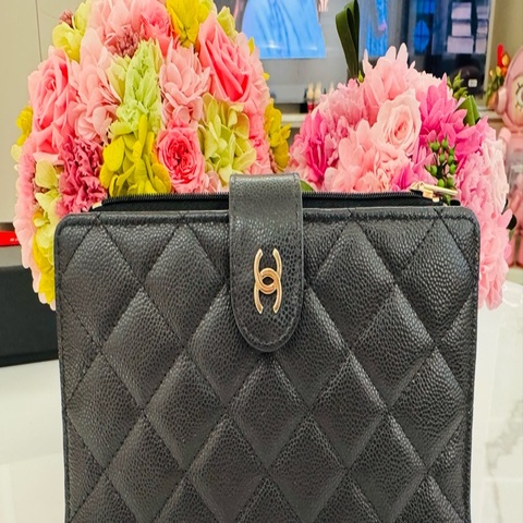 CHANEL 25P經典款對開長夾 💕金釦荔枝牛皮💕