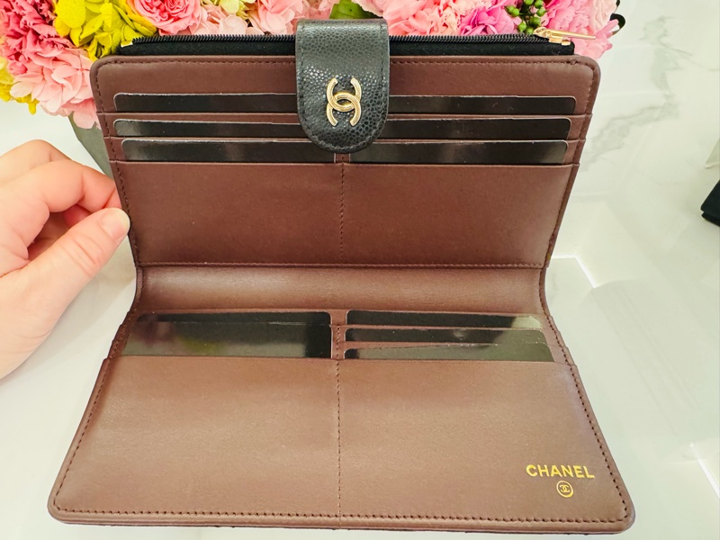 CHANEL 25P經典款對開長夾 💕金釦荔枝牛皮💕-1