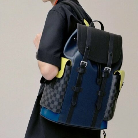 LV 拼色水波紋後背包34*43*12 98新配件塵袋