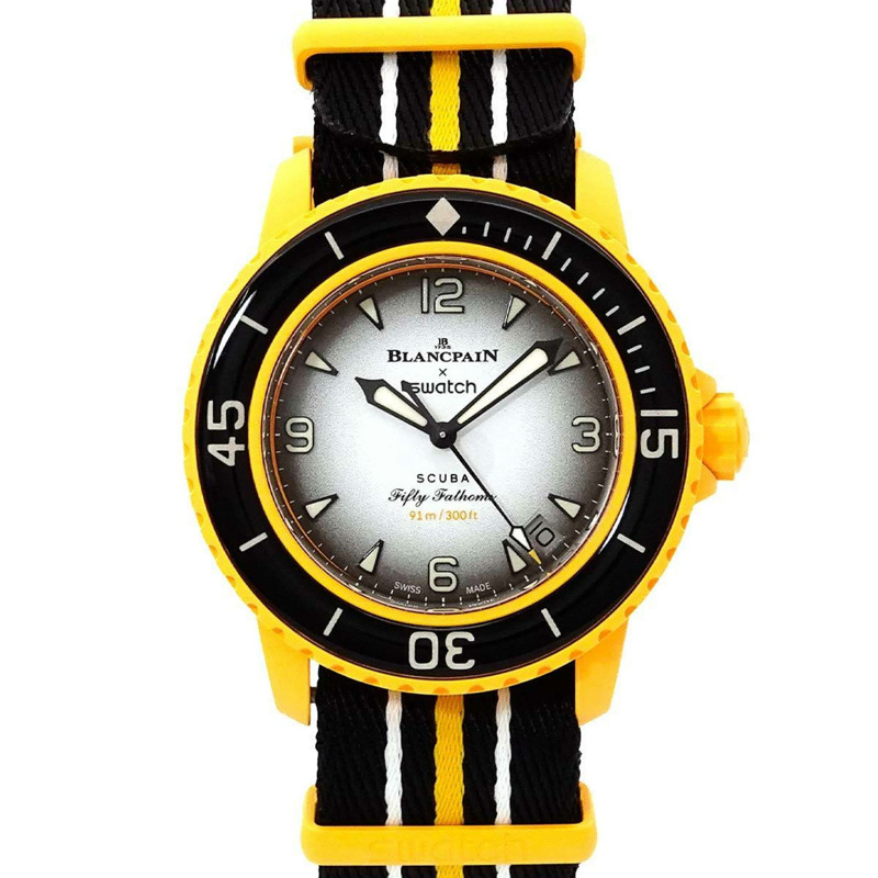 Swatch Blancpain x Fifty Fathoms Pacific Ocean SO35P100 男士手錶,日期,黑色,自動,-1