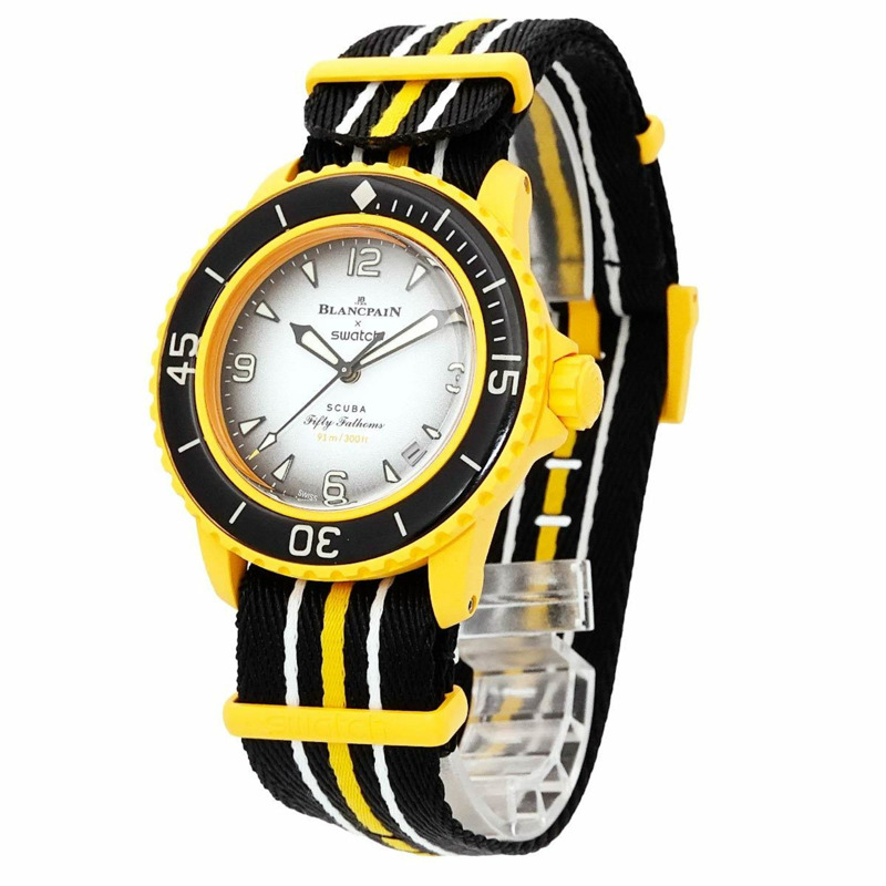 Swatch Blancpain x Fifty Fathoms Pacific Ocean SO35P100 男士手錶,日期,黑色,自動,-3