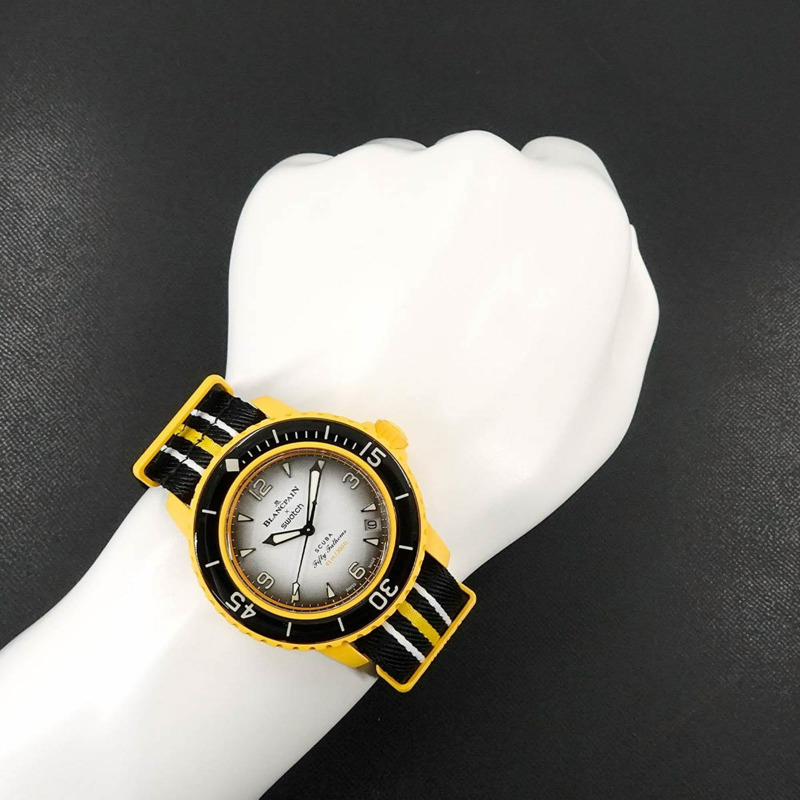 Swatch Blancpain x Fifty Fathoms Pacific Ocean SO35P100 男士手錶,日期,黑色,自動,-4