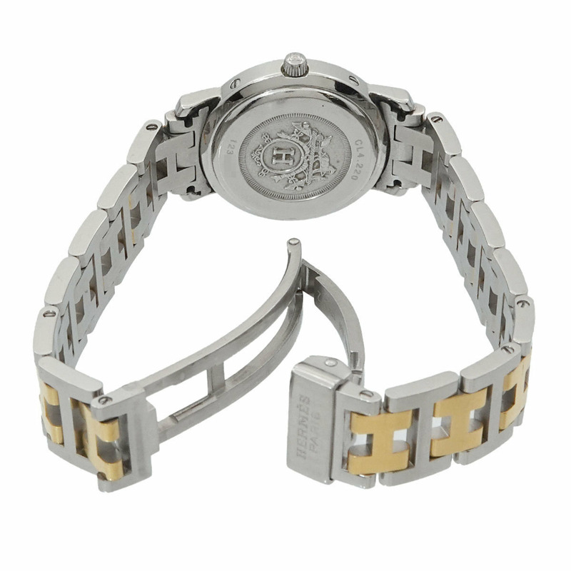 Hermès Clipper CL4 220 女士象牙色石英腕錶,附日期顯示,雙色-3
