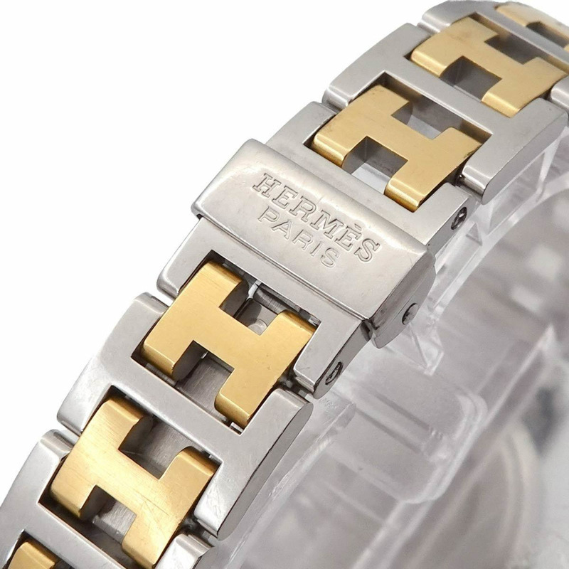 Hermès Clipper CL4 220 女士象牙色石英腕錶,附日期顯示,雙色-5