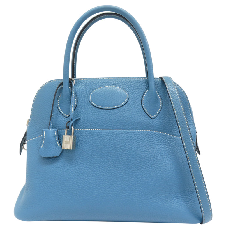牛仔藍 Togo牛皮 Blue Bolide31 两用包 T刻【HERMES 愛馬仕】 Bleu Jean-0