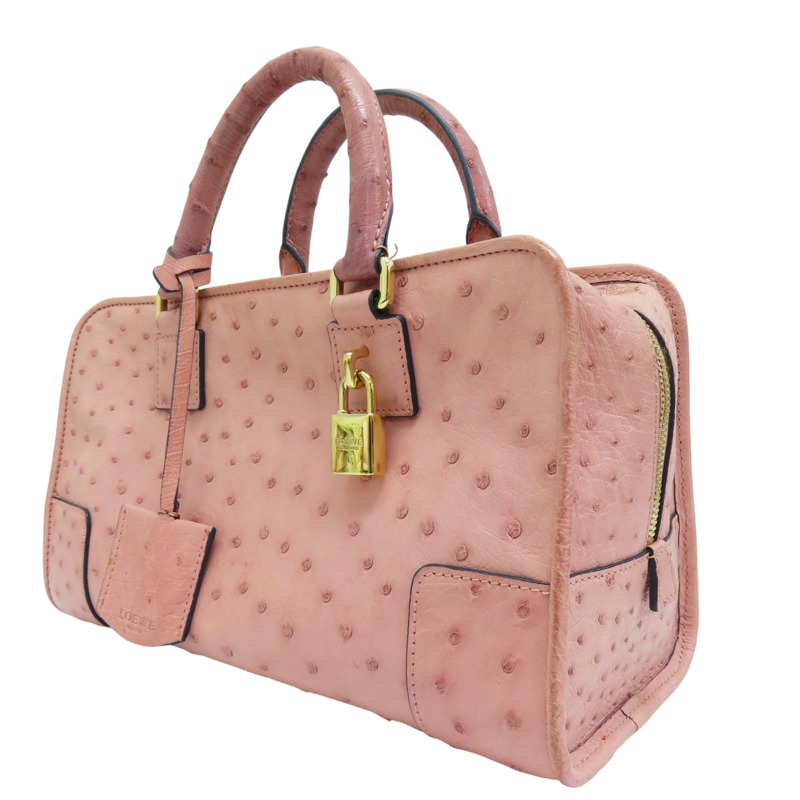 粉色 鴕鳥皮 手提包【LOEWE 羅威】-2