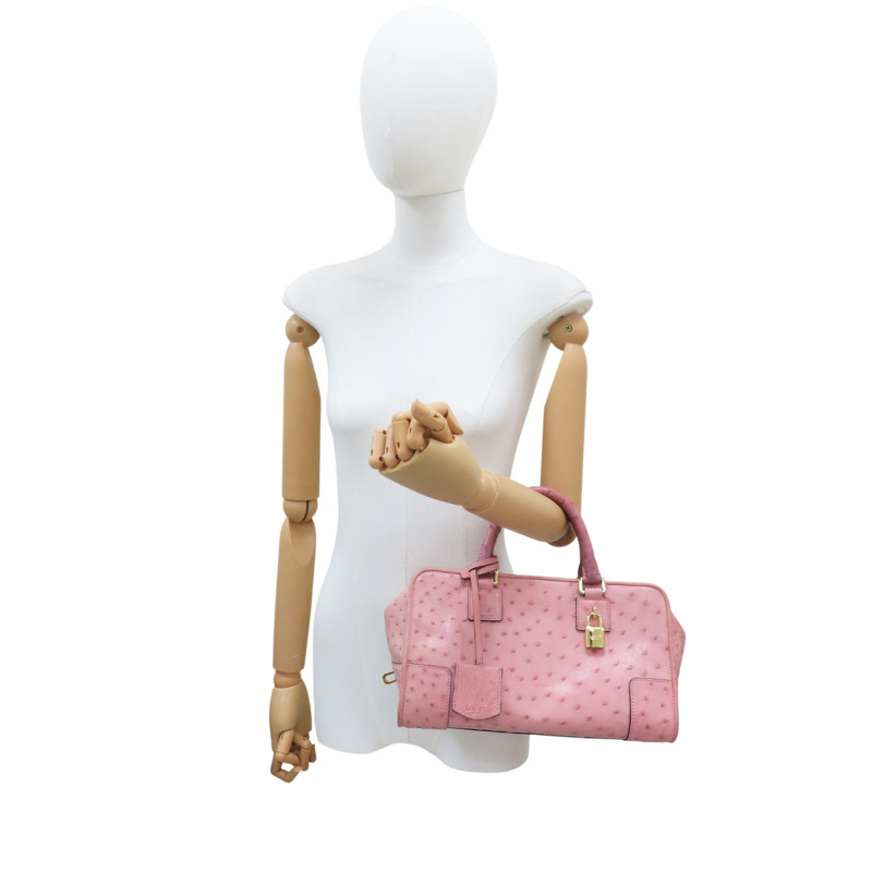 粉色 鴕鳥皮 手提包【LOEWE 羅威】-7