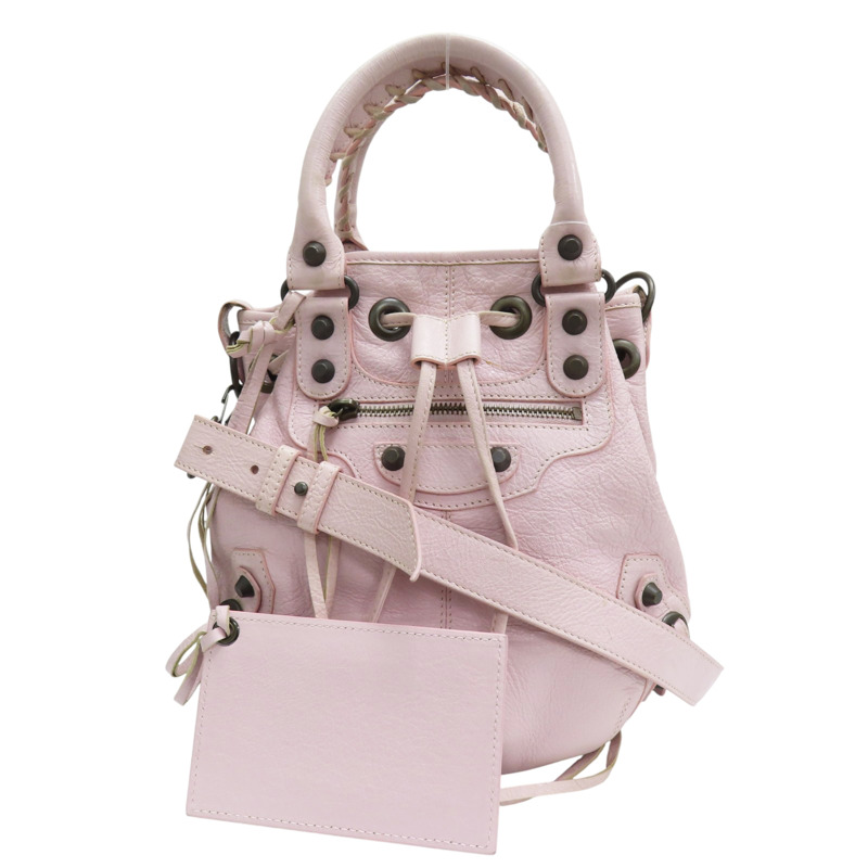 粉色 山羊皮 Pom Pom 肩背包【BALENCIAGA 巴黎世家】 #246438-0