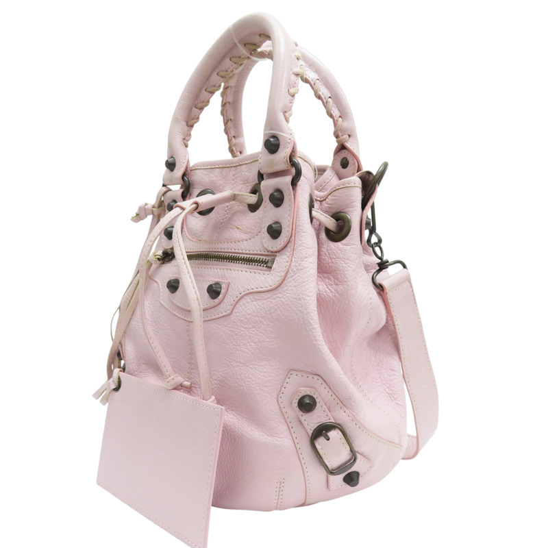 粉色 山羊皮 Pom Pom 肩背包【BALENCIAGA 巴黎世家】 #246438-2