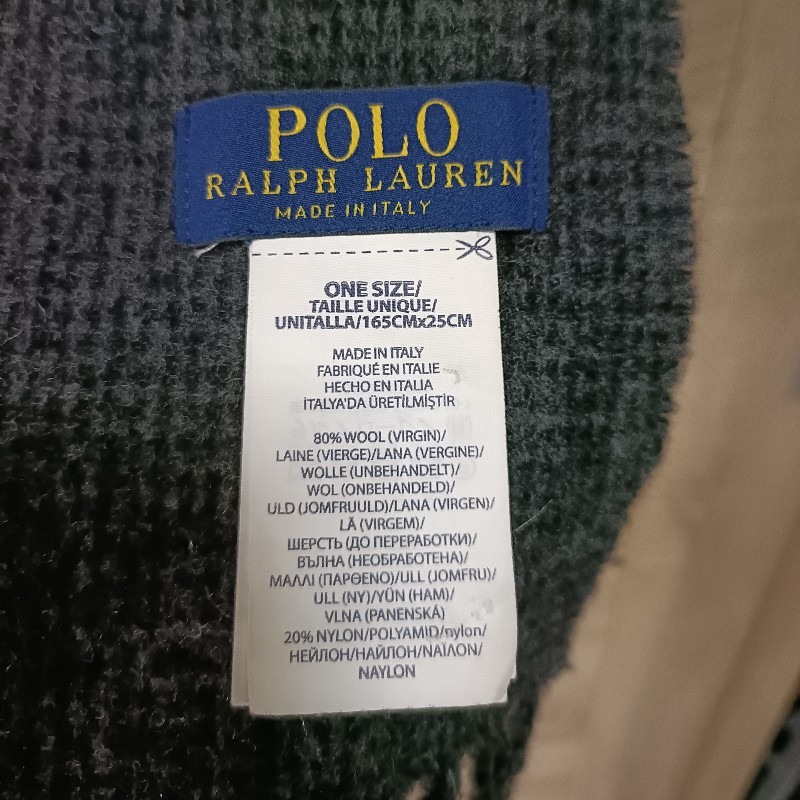 Polo Ralph Lauren RL 深灰 格紋 羊絨 圍巾-6