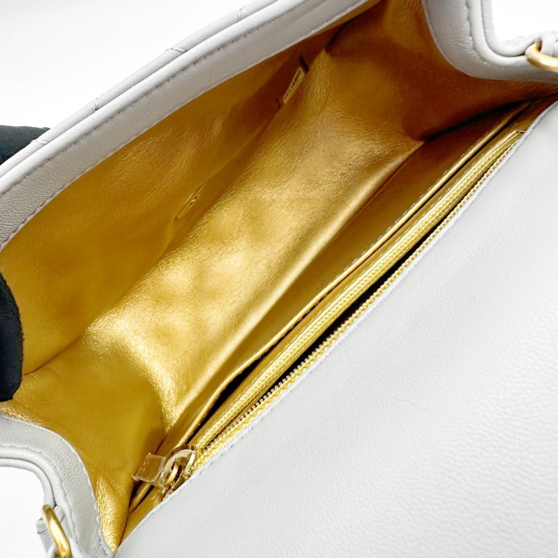 CHANEL mini square classic 17cm with gold ball 經典小金球灰色羊皮17方胖子-8