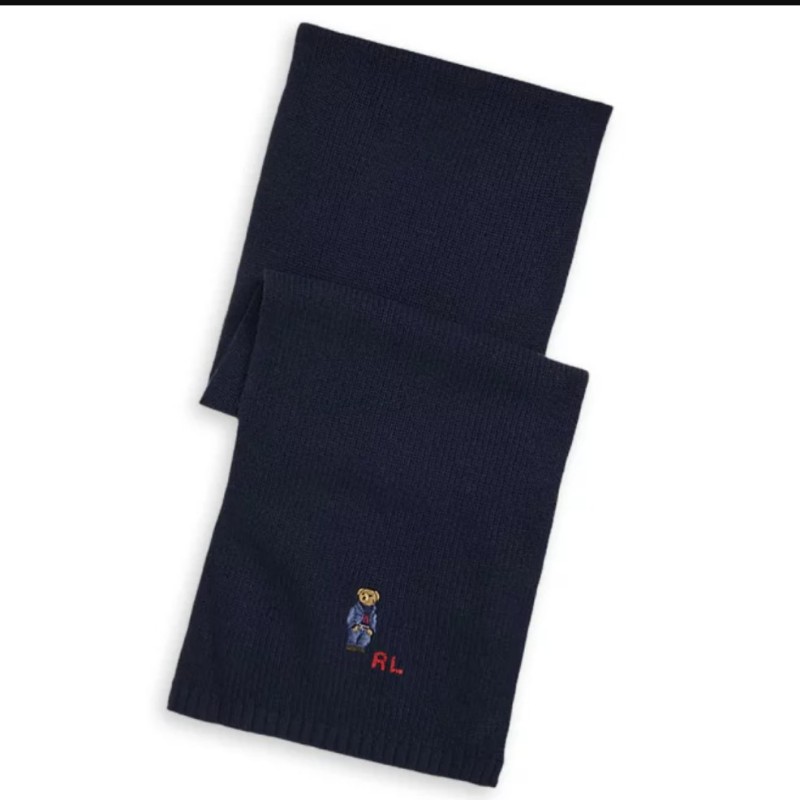 Polo Ralph Lauren Polo Bear 小熊 深藍 羊毛 圍巾-1