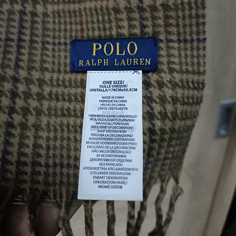 Polo Ralph Lauren Polo Bear 小熊 卡其 格紋 羊毛 圍巾-6