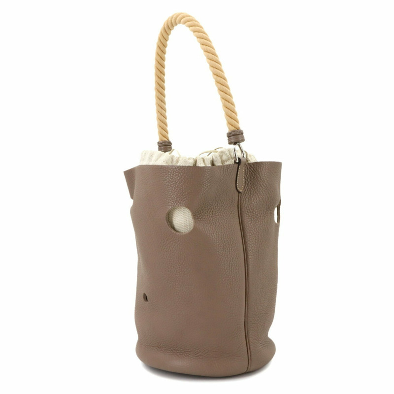 Hermes Hermès Mangeoire GM 手提包 Taurillon Clemence Etoupe 皮革,附 □I 印章-2