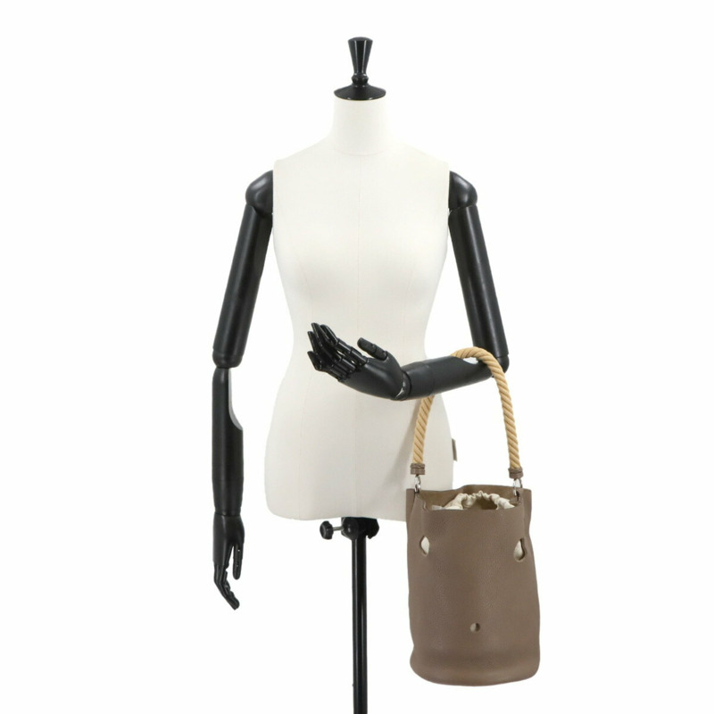Hermes Hermès Mangeoire GM 手提包 Taurillon Clemence Etoupe 皮革,附 □I 印章-8
