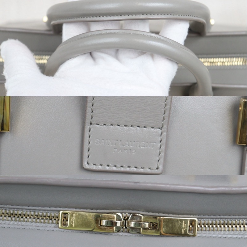 YSL Cabas 灰金手提肩背包-7