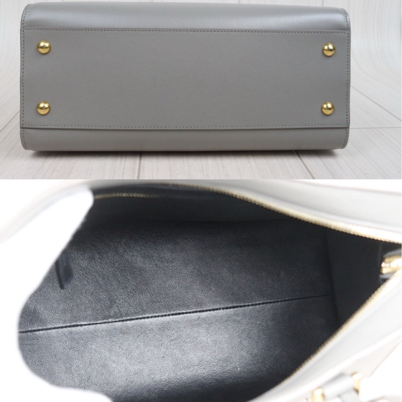 YSL Cabas 灰金手提肩背包-9