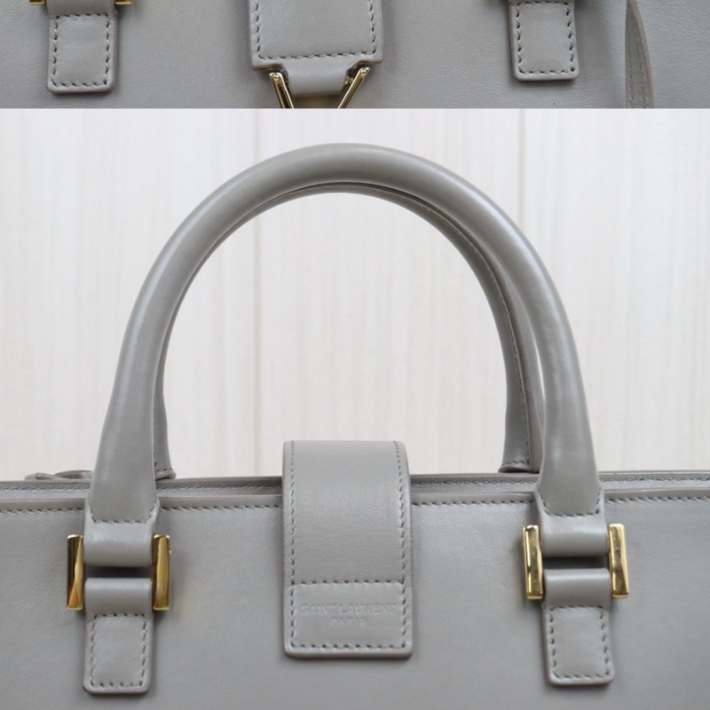 YSL Cabas 灰金手提肩背包-10