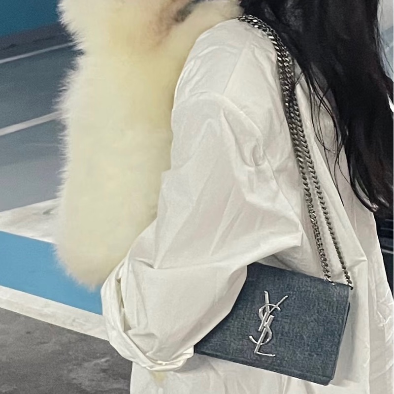 YSL Kate 牛仔藍鏈條包-1