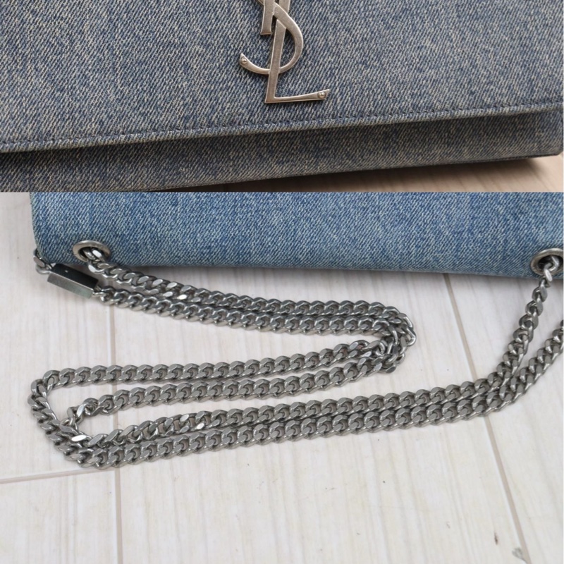 YSL Kate 牛仔藍鏈條包-11