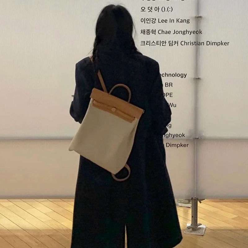 Hermes Herbag 白色帆布後背包-2