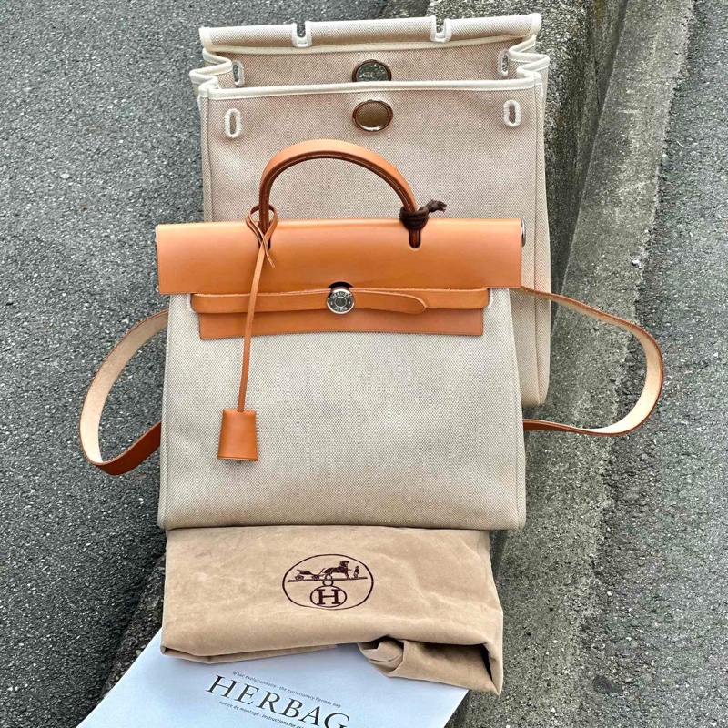 Hermes Herbag 白色帆布後背包-3