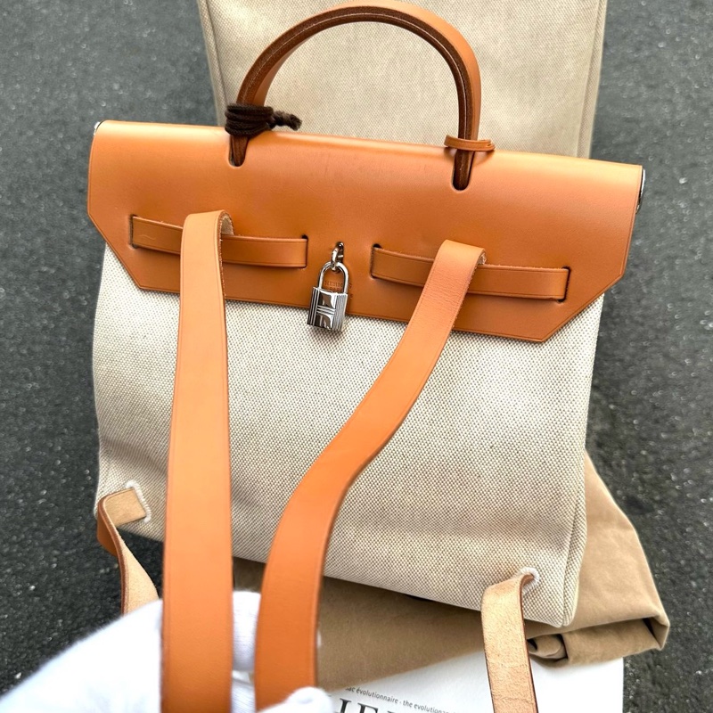 Hermes Herbag 白色帆布後背包-4