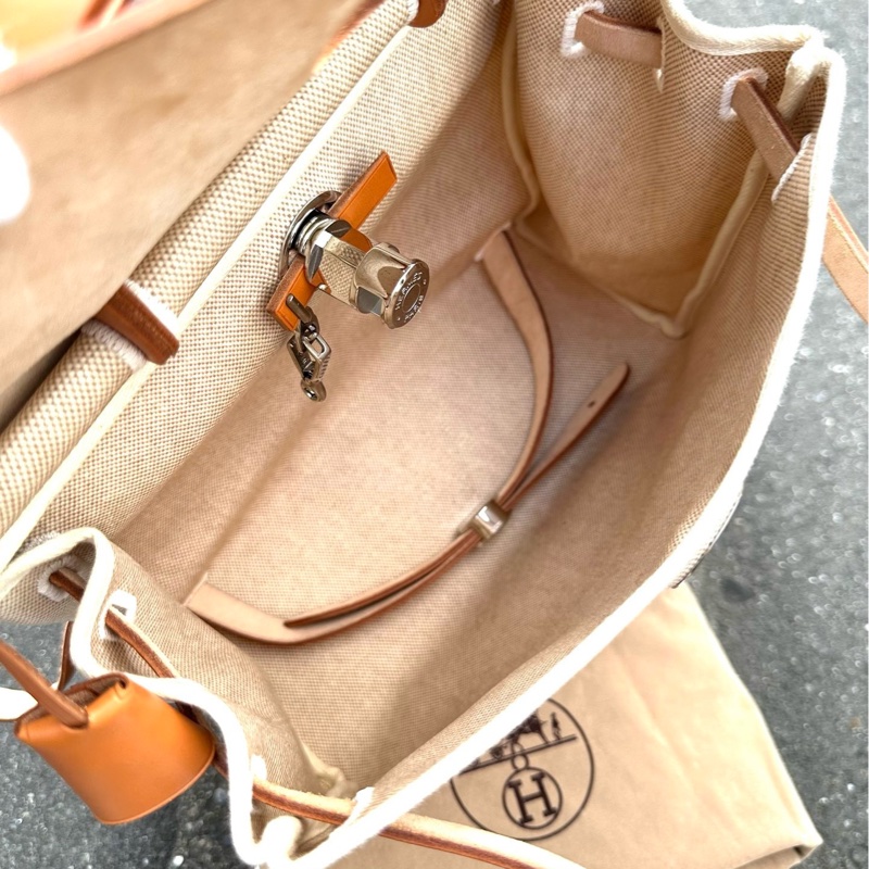 Hermes Herbag 白色帆布後背包-8