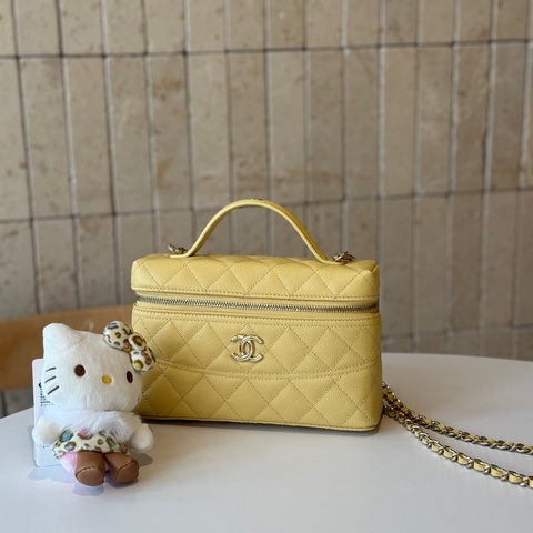 閒置🆕 Chanel/香奈兒25C LP 腰線飯盒包小雞黃荔枝牛皮，尺寸：17x19.5x5cm