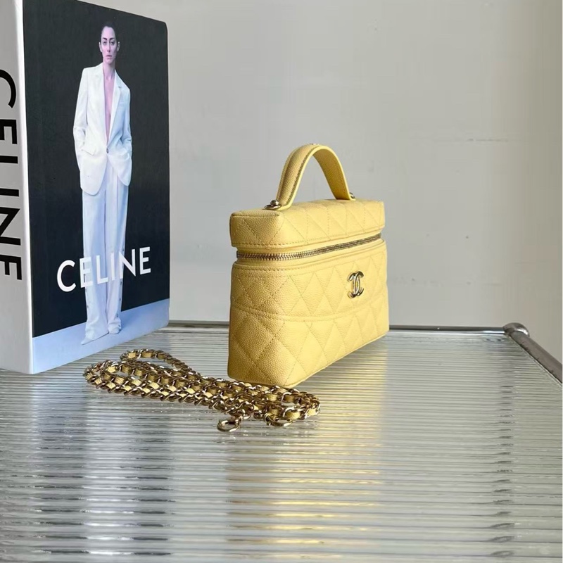 閒置🆕 Chanel/香奈兒25C LP 腰線飯盒包小雞黃荔枝牛皮,尺寸:17x19.5x5cm-3