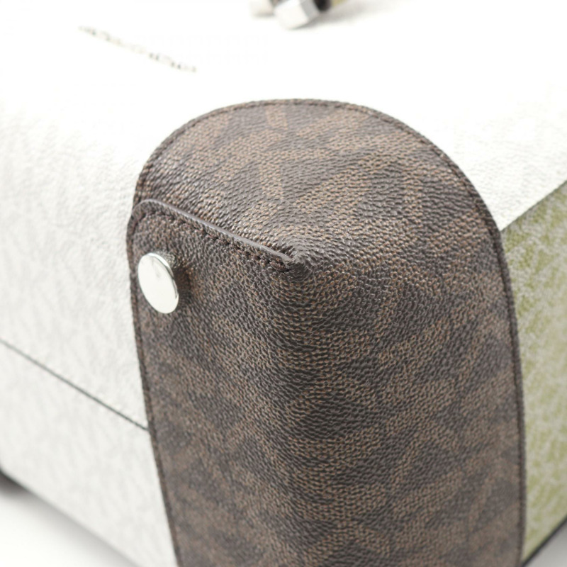 Michael Kors 肩背包 30S0SZ5L1V 帆布皮革白色卡其棕色二手女款-4