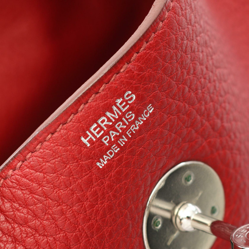 HERMES Lindy 30 單肩包 L Taurillon Clemence 紅色 garance 二手 SHW-3