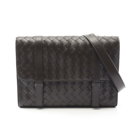 BOTTEGA VENETA Intrecciato 單肩斜背包 815785 皮革棕色全新男式
