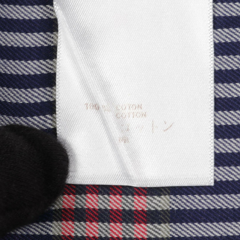 LOUIS VUITTON 襯衫上衣棉質藍色紅色格子圖案二手男款 L 碼 LV-3