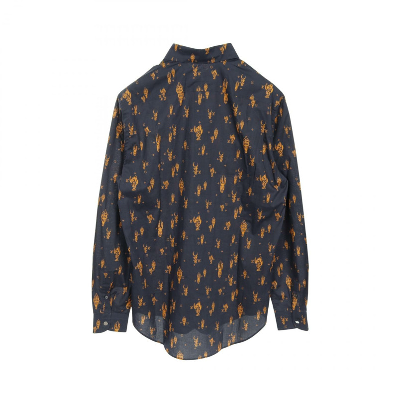 LOUIS VUITTON 襯衫上衣棉質海軍藍橙色二手男 M 碼 LV-1