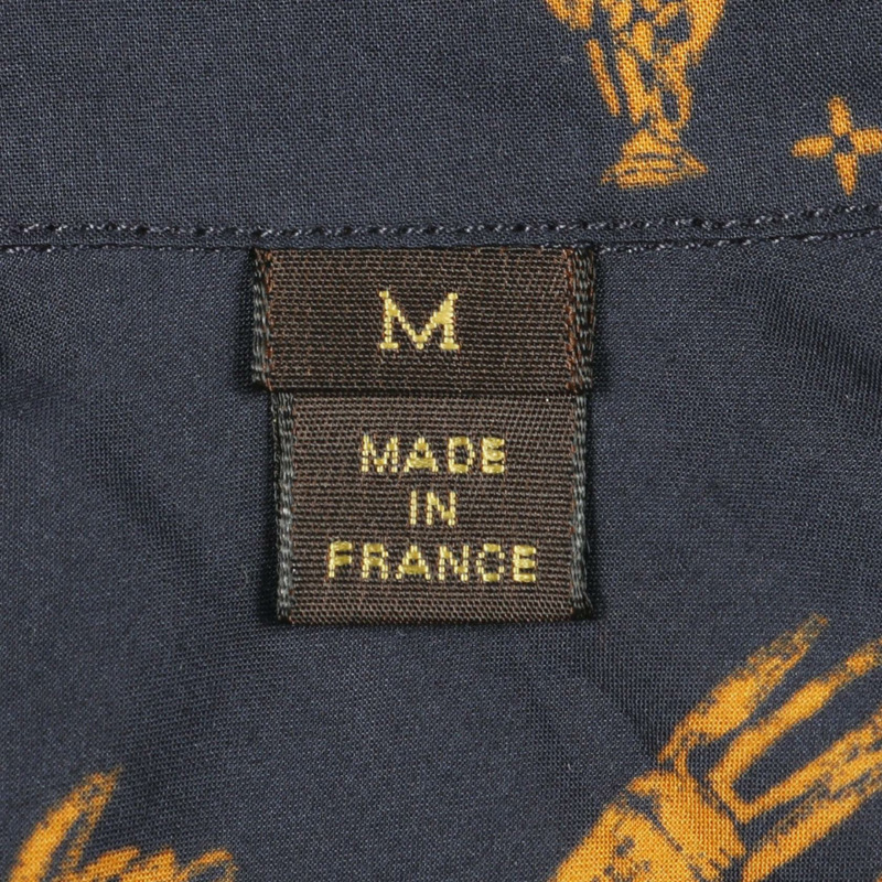 LOUIS VUITTON 襯衫上衣棉質海軍藍橙色二手男 M 碼 LV-4