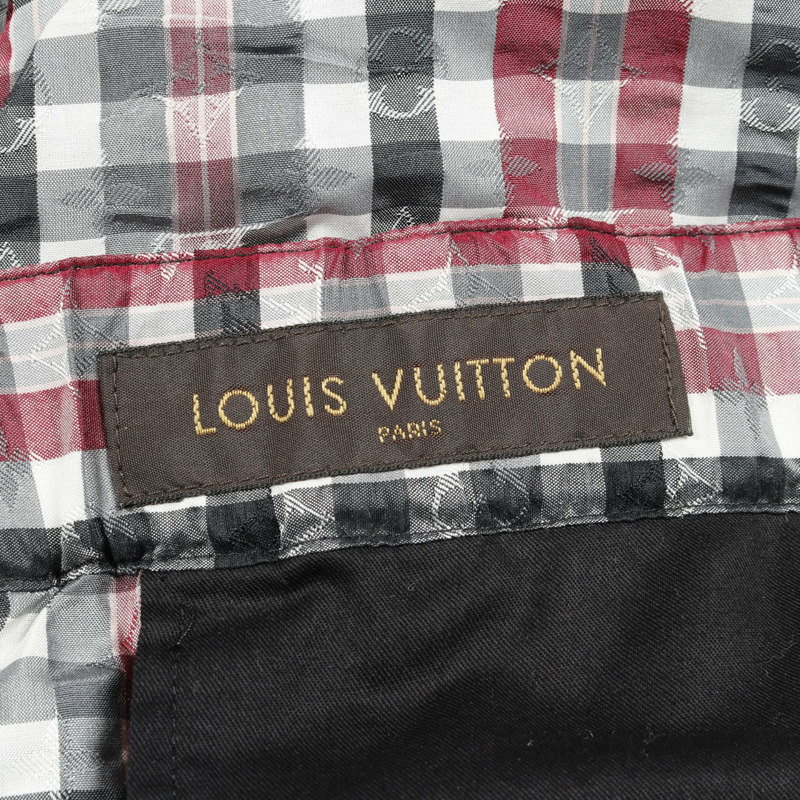 LOUIS VUITTON 格紋褲 絲棉 黑色 白色 紅色 二手 男士 #42 LV-2
