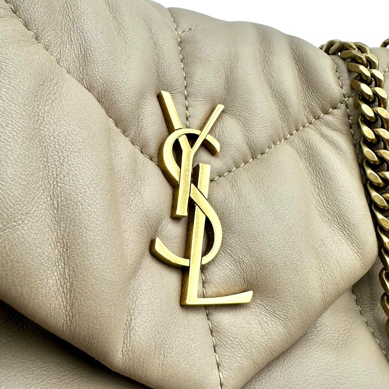 【美收精品 YSL 奶茶色肩背包 B-869【隔月月中將轉賣至日本 上架期限30天】-6