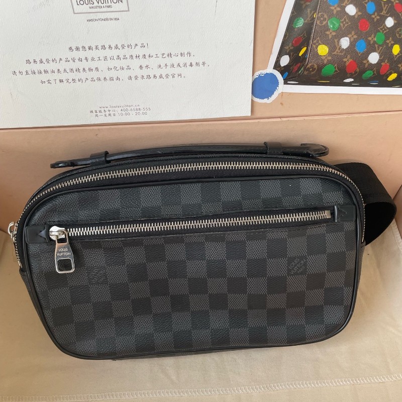 Louis Vuitton N41289 黑色棋盤格胸包腰包-0