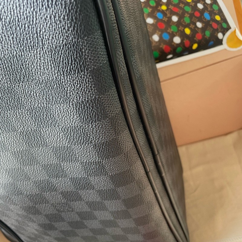 LV路易威登黑色棋盤格city keepall 雙層男士公文包旅行包 電腦公事包-4