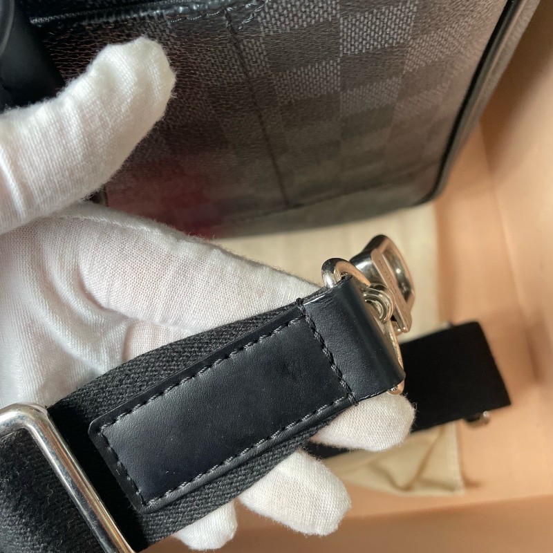 LV路易威登黑色棋盤格city keepall 雙層男士公文包旅行包 電腦公事包-8