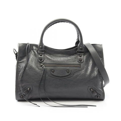 BALENCIAGA City 中型斜背包 手提包 823058 皮革 灰色 全新 女款