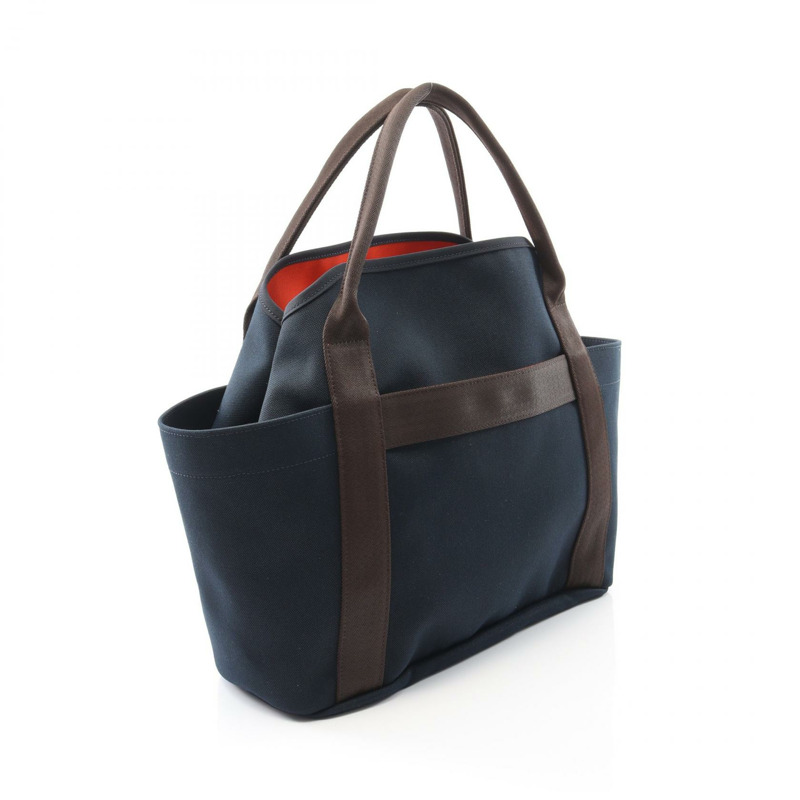 HERMES Sac de Pansage Tote 單肩包 C 068312CK 人造革雪佛龍海軍棕色 SHW-1