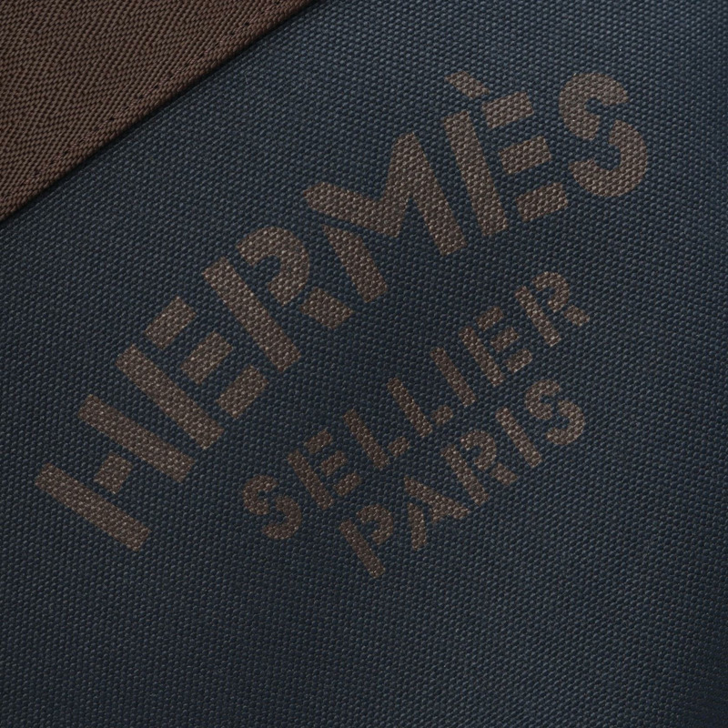 HERMES Sac de Pansage Tote 單肩包 C 068312CK 人造革雪佛龍海軍棕色 SHW-3