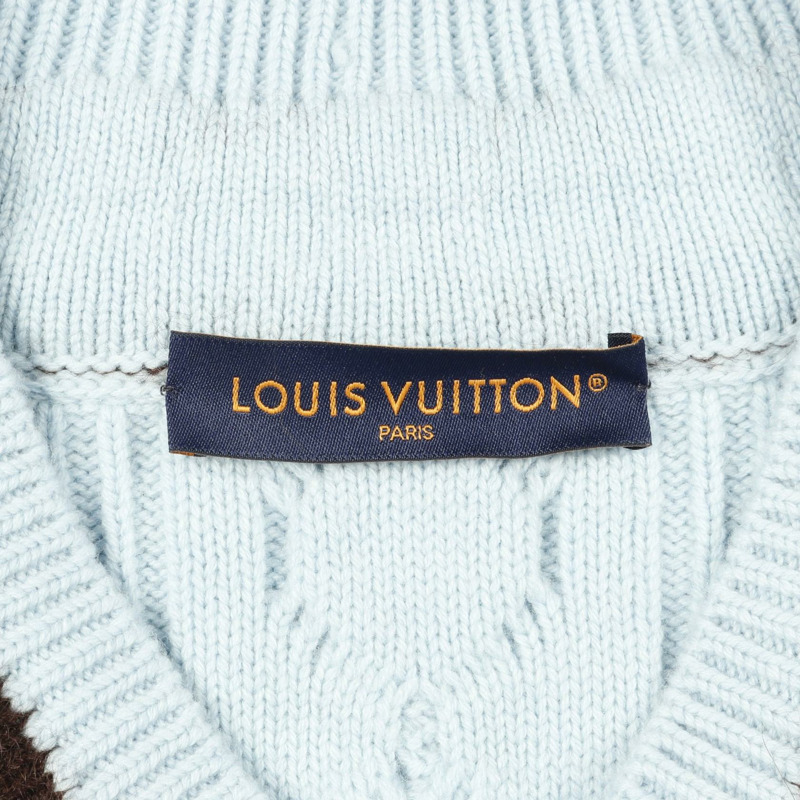 LOUIS VUITTON 針織衫 羊毛衫 藍色 棕色 二手 男款 M 碼 LV-2