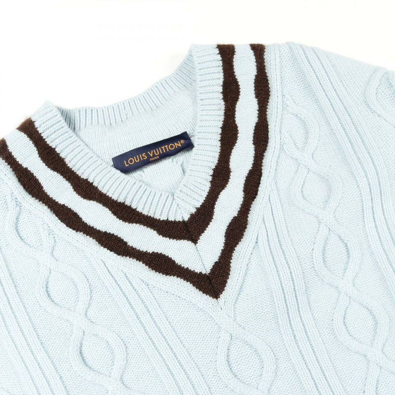 LOUIS VUITTON 針織衫 羊毛衫 藍色 棕色 二手 男款 M 碼 LV-5