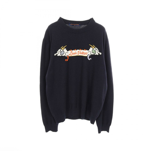 LOUIS VUITTON NIGO 嵌花提花龍圖案針織衫羊絨衫 L 碼 LV