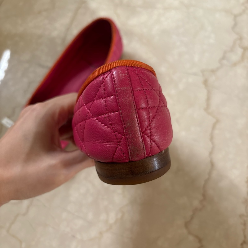 Dior桃紅色37號平底鞋-5